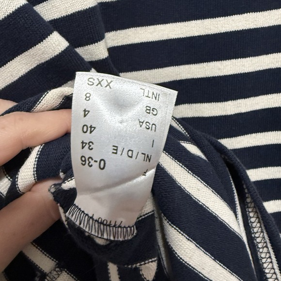 Saint James Menerbes Breton Navy Striped V-Neck Dress Size 4 - Picture 6 of 11